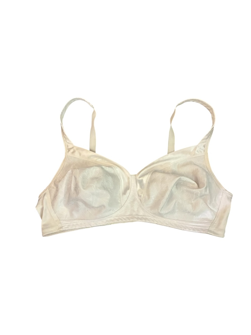 Vintage 90s Playtex 18 Hour Full Coverage Bra Floral Jacquard White 42C